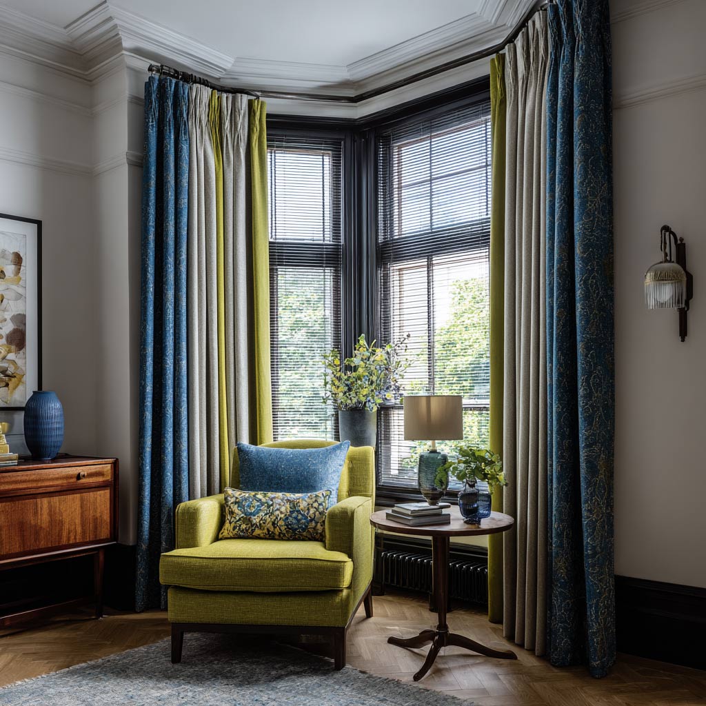 combine curtains and blinds in your livingroom
